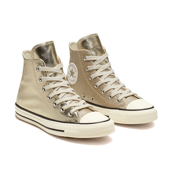 Converse Chuck Taylor All Star Lesklé Kovové High Top Kulatá Špička Šněrovací Plátěné Boty Dámské Tenisky Zlaté 564851C