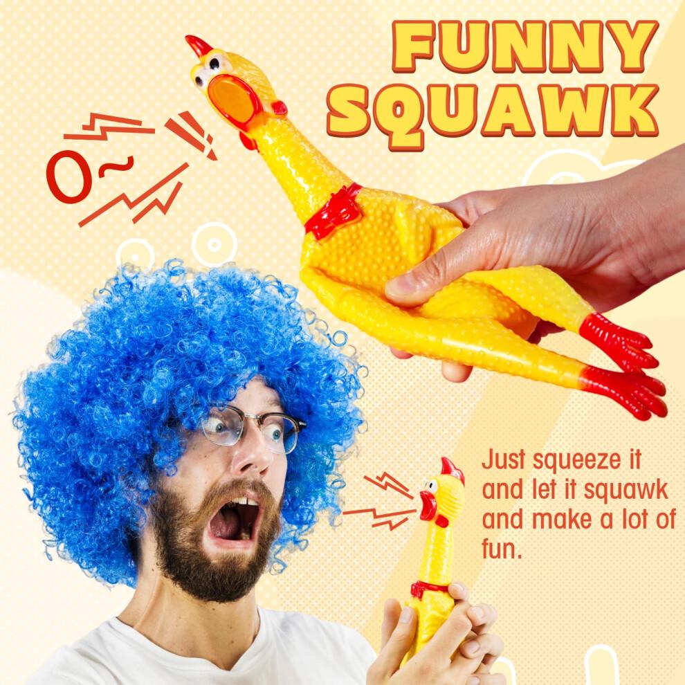 Zddaoole 6 Pcs Large Screaming Chicken Dog Toys Yellow Rubber Chicken 12 inch Squeeze Squeaky and Screaming Chicken Prank Novelty Toy for Kids or Adul