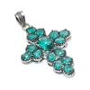Dainty Aqua Appetite Gemstone Silver Cross Pendant in 925 Sterling Silver - Handmade Pear Design, Everyday Wear Jewelry Gift For Her
