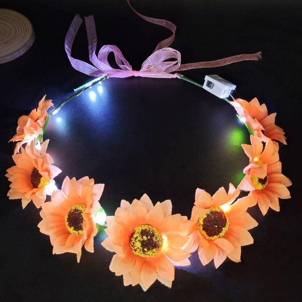 Cerchietto Luminoso LED Corona di Halloween Fiori Illuminati Fascia per Capelli Decorazione per Feste di Natale