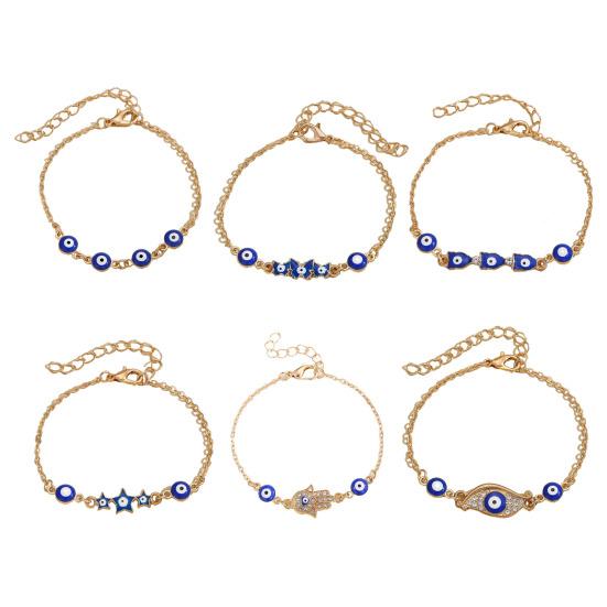 Evil Eye Bracelet Hand of Fatima Women Bracelet Adjustable Chain Blue Evil Eye
