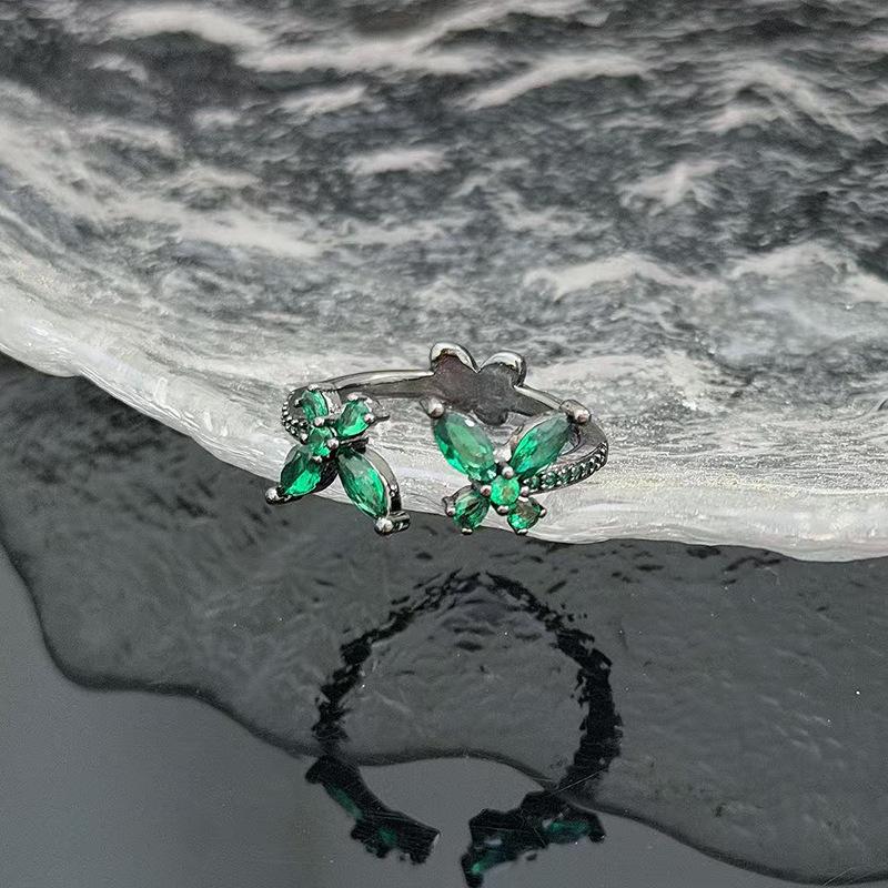 Color Series Butterfly Zir*****Pen Ring, High-End Exquisite Sweet And Cool Spice Girl Ring Accessories