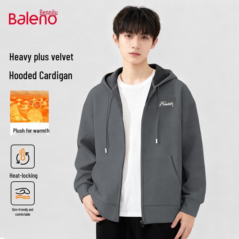 Baleno Men's Heavyweight Plaid Fleece Lined Hooded Cardigan Sweatshirt