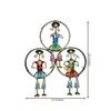 Iron Tribal Musicians doll sitting on three round frame for wall decor Decorative Gift Item, Multicolour (13 Length * 16 inch Height) - Set of 1
