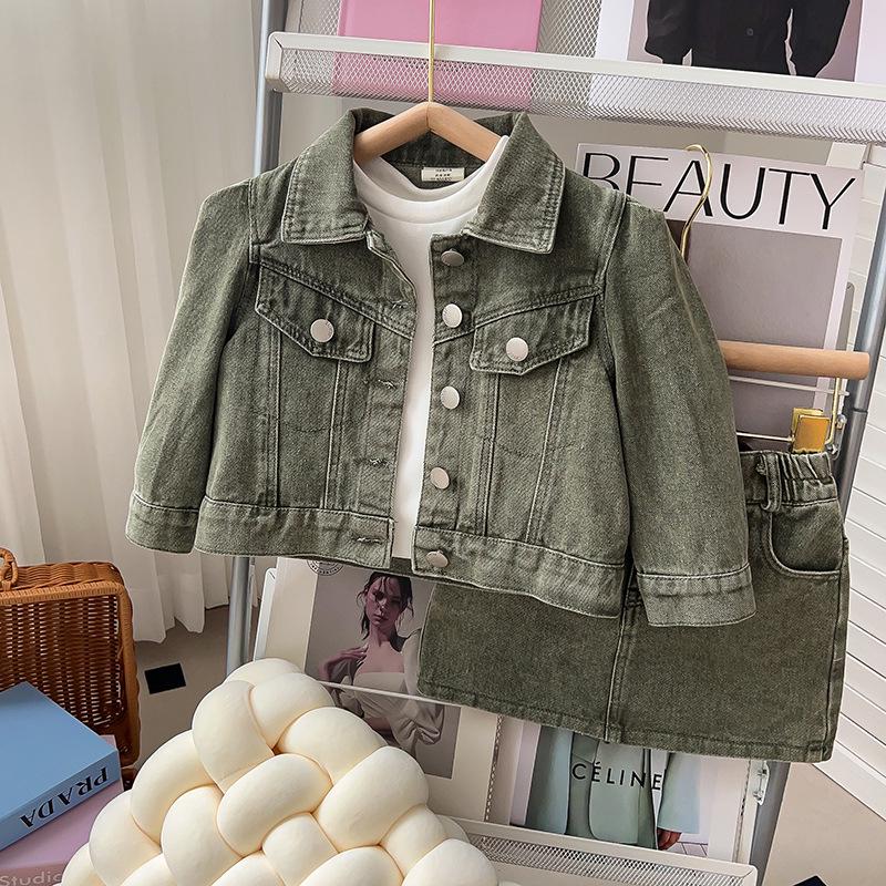 Mädchen Neue Mode Jeansjacke & Rock Zweiteiliges Set - Trendige Herbstbekleidung GC0238
