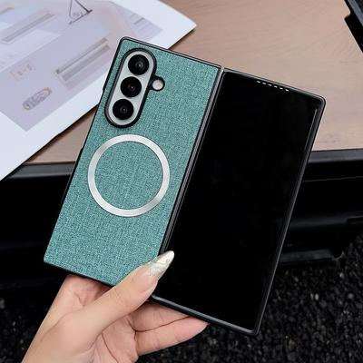 For Samsung Galaxy Z Fold 7 6 5 4 3 Case for Magsafe Fabric Cloth Magnetic Wireless Charging Cover For Galaxy Z Fold7 Fold6 5G