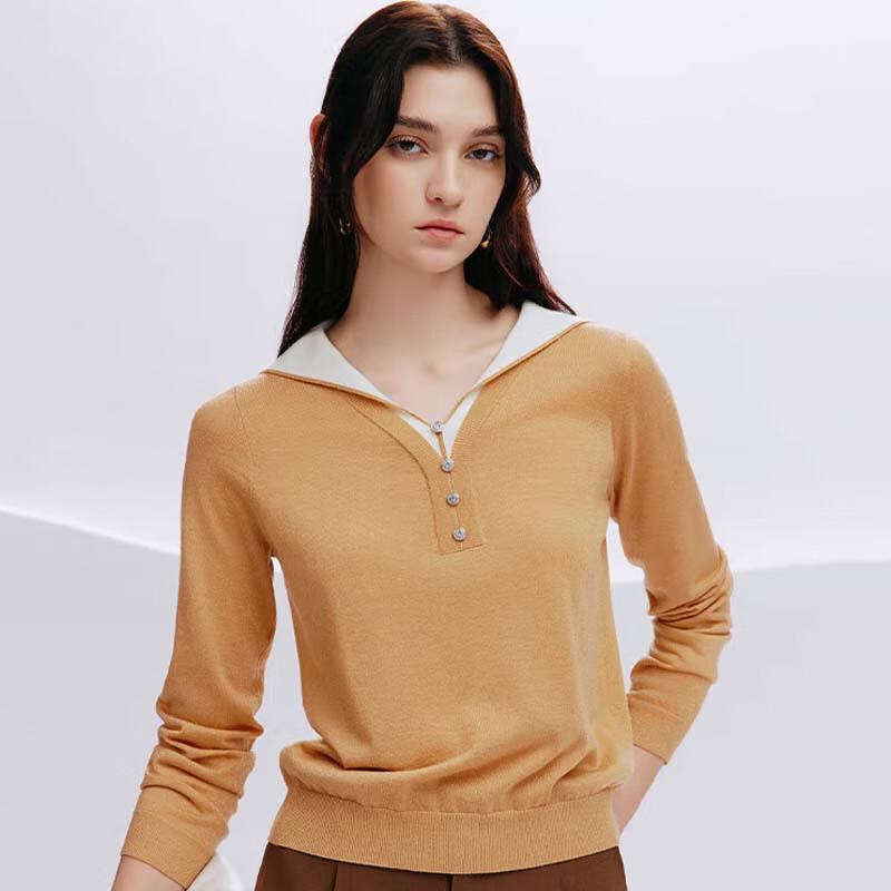 JESSIE Women's Faux Two-Piece Pullover Knit Sweater