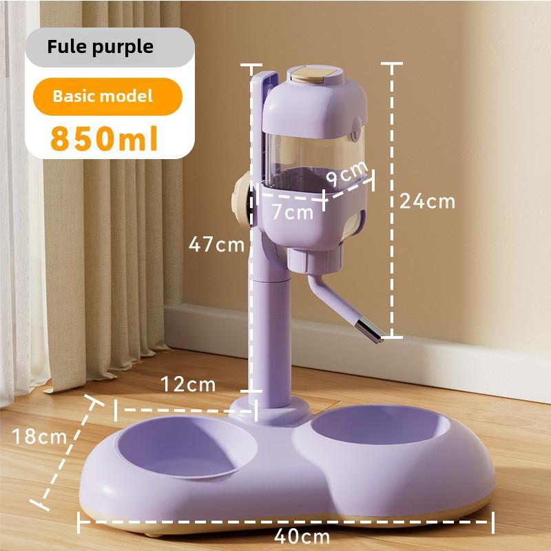 Distribuitor automat de apă vertical pentru câini, hrănire reglabilă pentru animale de companie, din oțel inoxidabil, bol dublu anti-detonare, bol pentru pisici