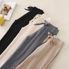 Women Autumn Winter Solid Color High Waist Draped Straight Knitted Pants