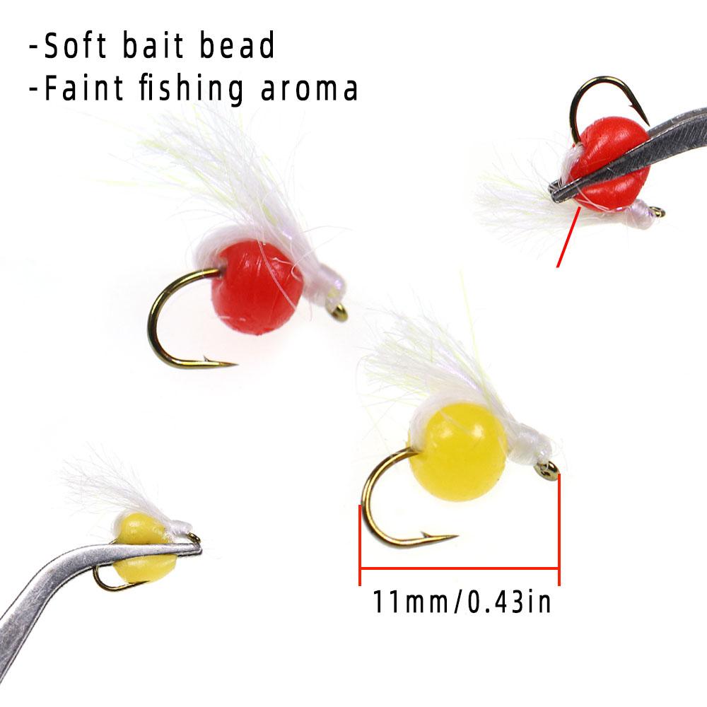 Wolframperlen-Ei und weiches Melkei, künstlicher Glo Bug, Lachsfischrogen, schnell sinkende Nassfliege, Forelle, Steelhead, Angelköder