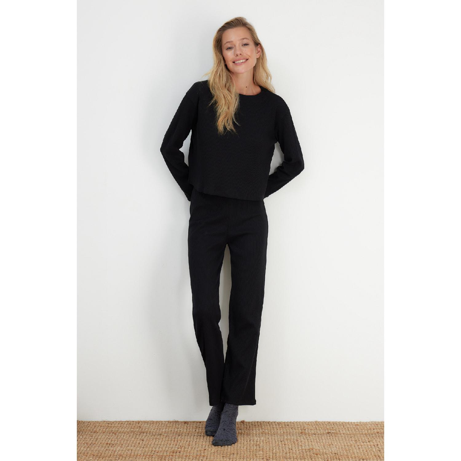 

Черный вязаный пижамный комплект со шнурком Thmaw21pt0009 XS