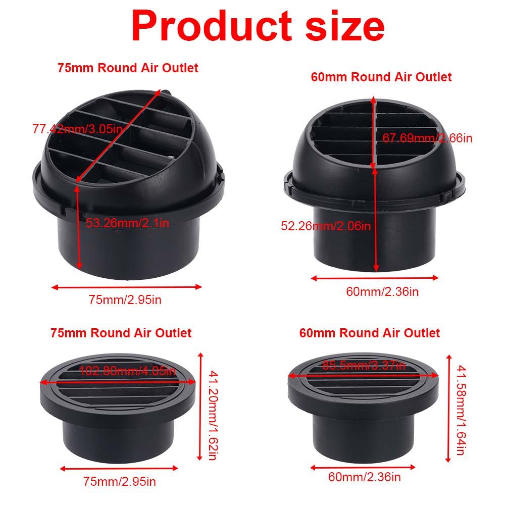 75mm/60mm Parking Heater Air Outlet Ventilation Pipe Connector Suitable For 2KW/5-8KW Diesel Heater Hot Air Outlet Accessories
