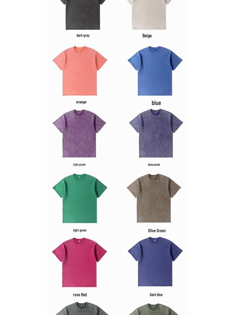 230g Tie-Dye Washed & Distressed European Crew Neck Drop Shoulder T-Shirt