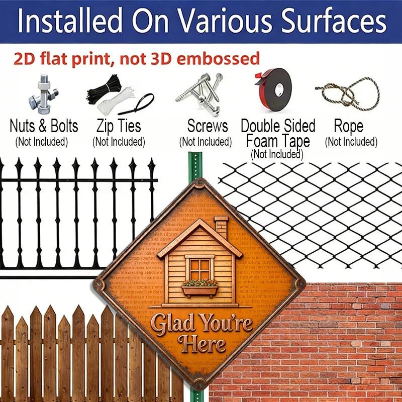 2D Flat, 1pc Vintage House-Themed Metal Wall Sign - Retro Estate Decoration with House & Plan - Aluminum Plaque Suitable for Living Room, Office