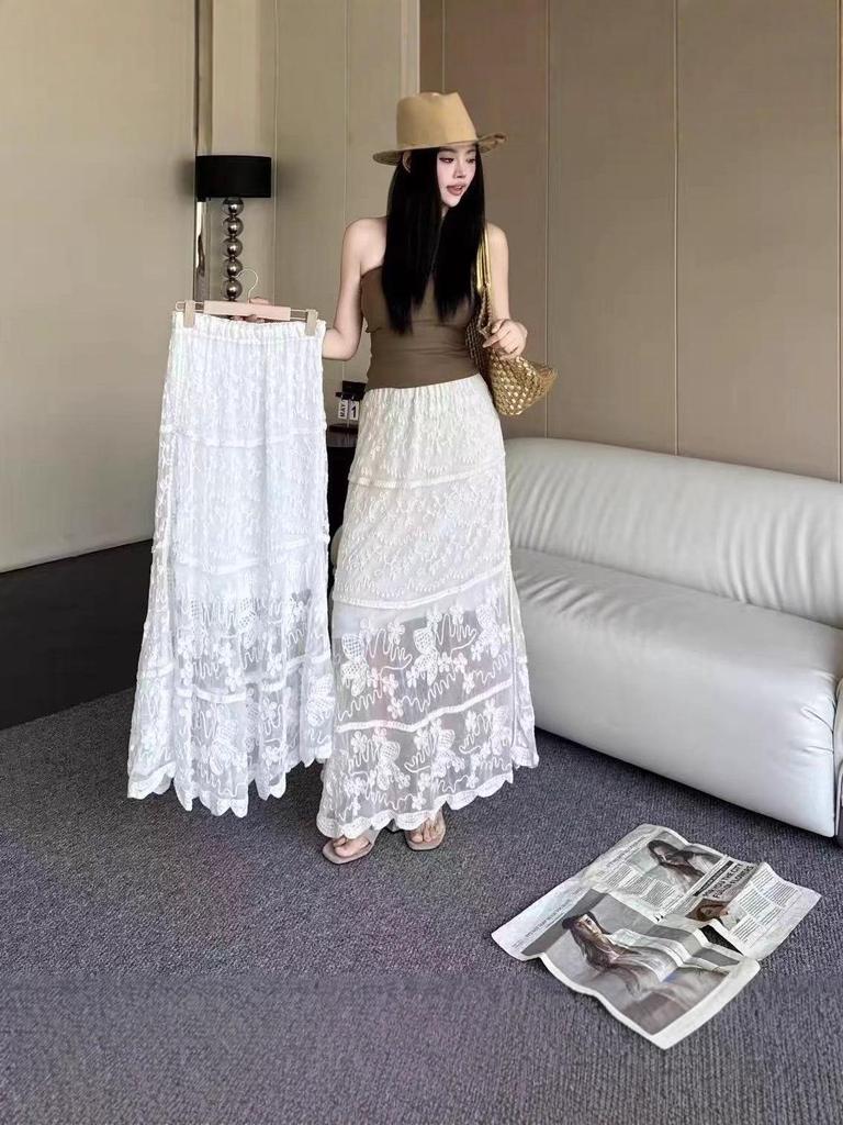Lace Half-Skirt Elastic Qipao Underskirt - Retro Versatile Autumn/Winter Base Layer