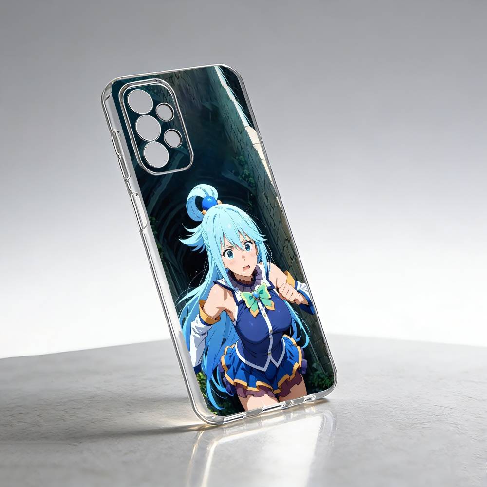 A-Aqua Anime KonoSubaS-S Phone Case Transparent Silicone Soft For Samsung S25,S24,S21,S22,S23,S30,Ultra,S20,Plus,Fe