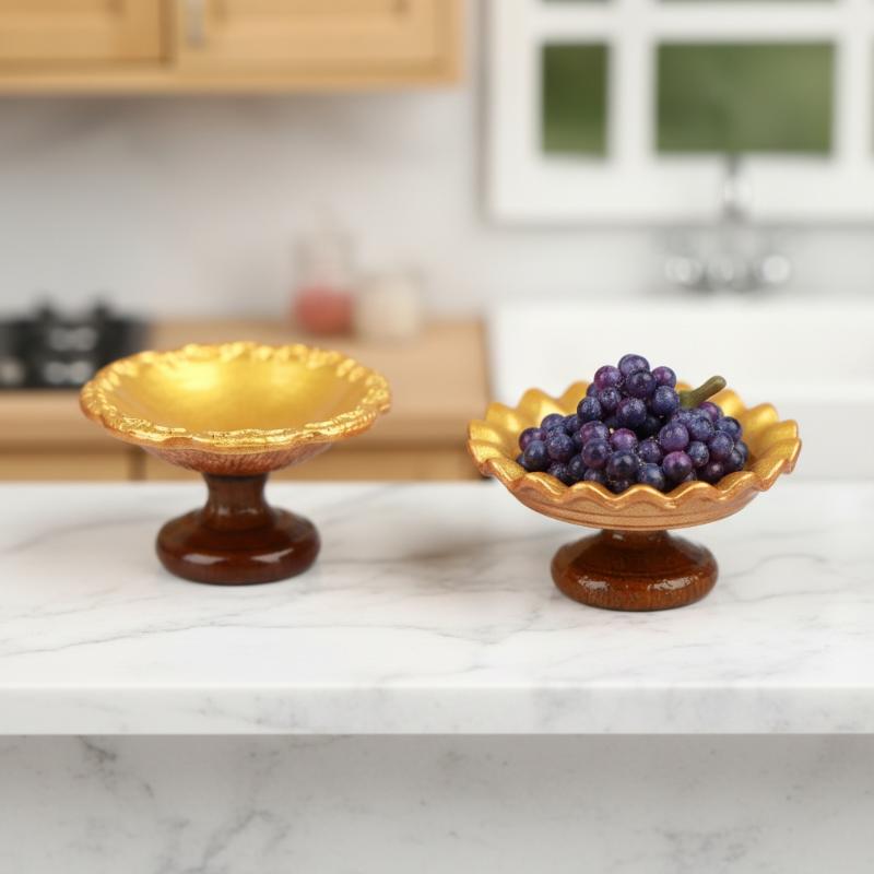 Miniature Fruit Tray Ornament 1/12 Dollhouse Simulation Cake Pastry Tray Dish Model Dollhouse Kitchen Scene Decor Accessories