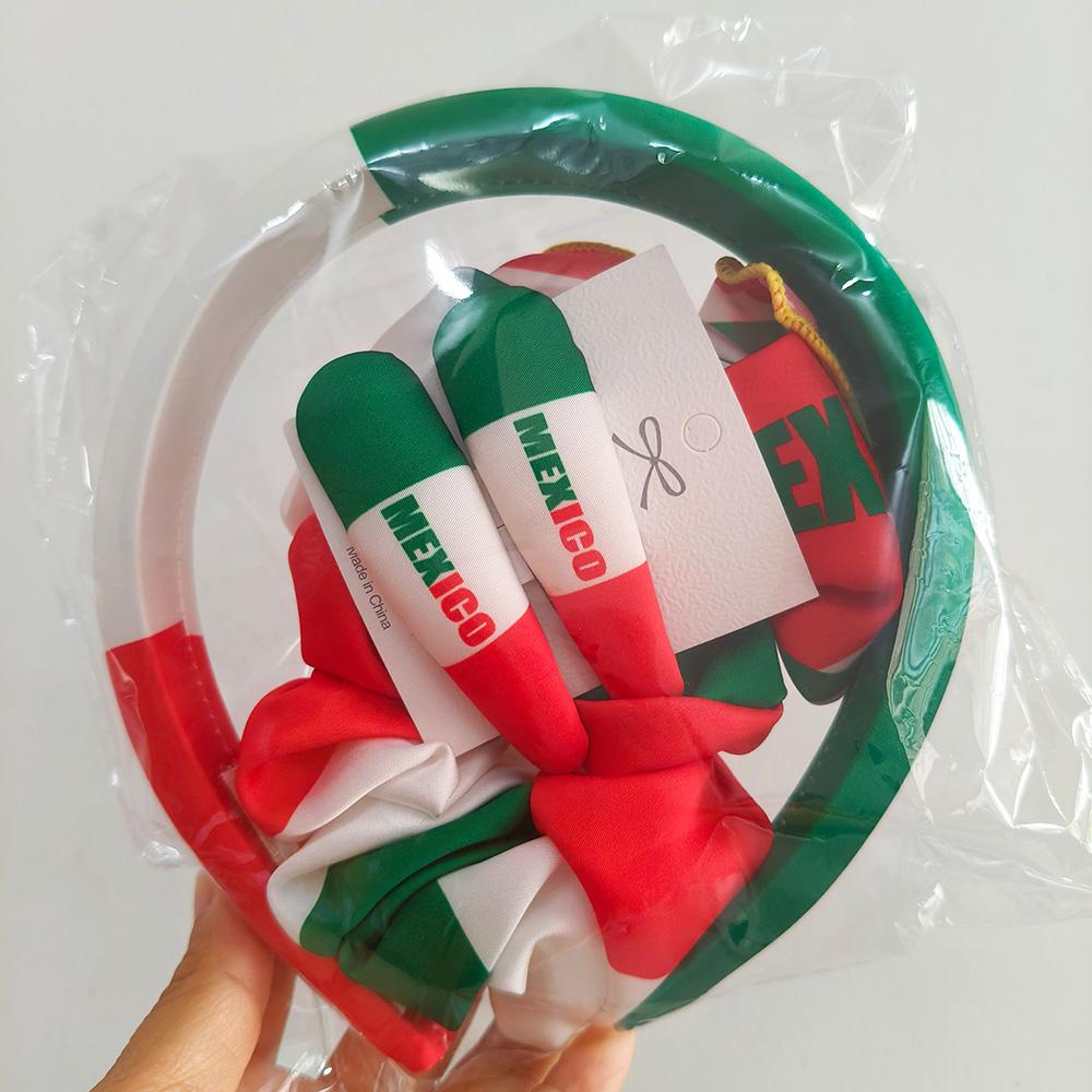 2026 3 Stück Fahnen Länder Set Stirnband Haarspange für Frauen Fußballfans Mode USA Mexiko Kanada Deutschland Fahne Haaraccessoire