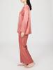 Gunze KaiminNavi Sleep Navi Long Sleeves and Silk Rose New Size M Pajamas, 100% Silk, Pants, Satin, Women's, Pink, Model,