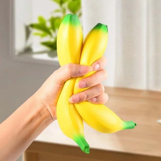 Banana Slow-Rising Squeeze Toy Soft PU Fidget for Stress Relief Cute Fruit-Shaped Decompression Gadget for Kids Adults