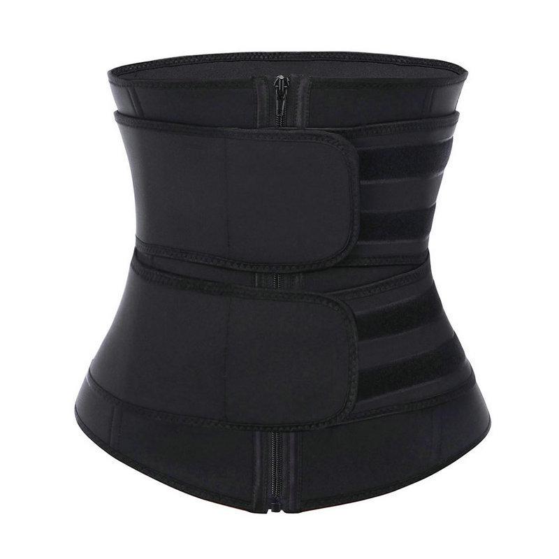 Postpartum Waist Trainer & Sweat-Inducing Body Shaper with Double Belt & Zipper for Abdomen Control