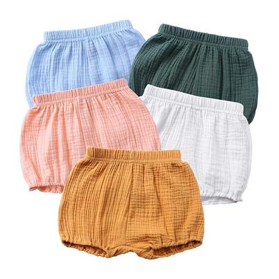 Children's Summer Cotton Linen Shorts - Infant To Mid-Size, Unisex Solid Color