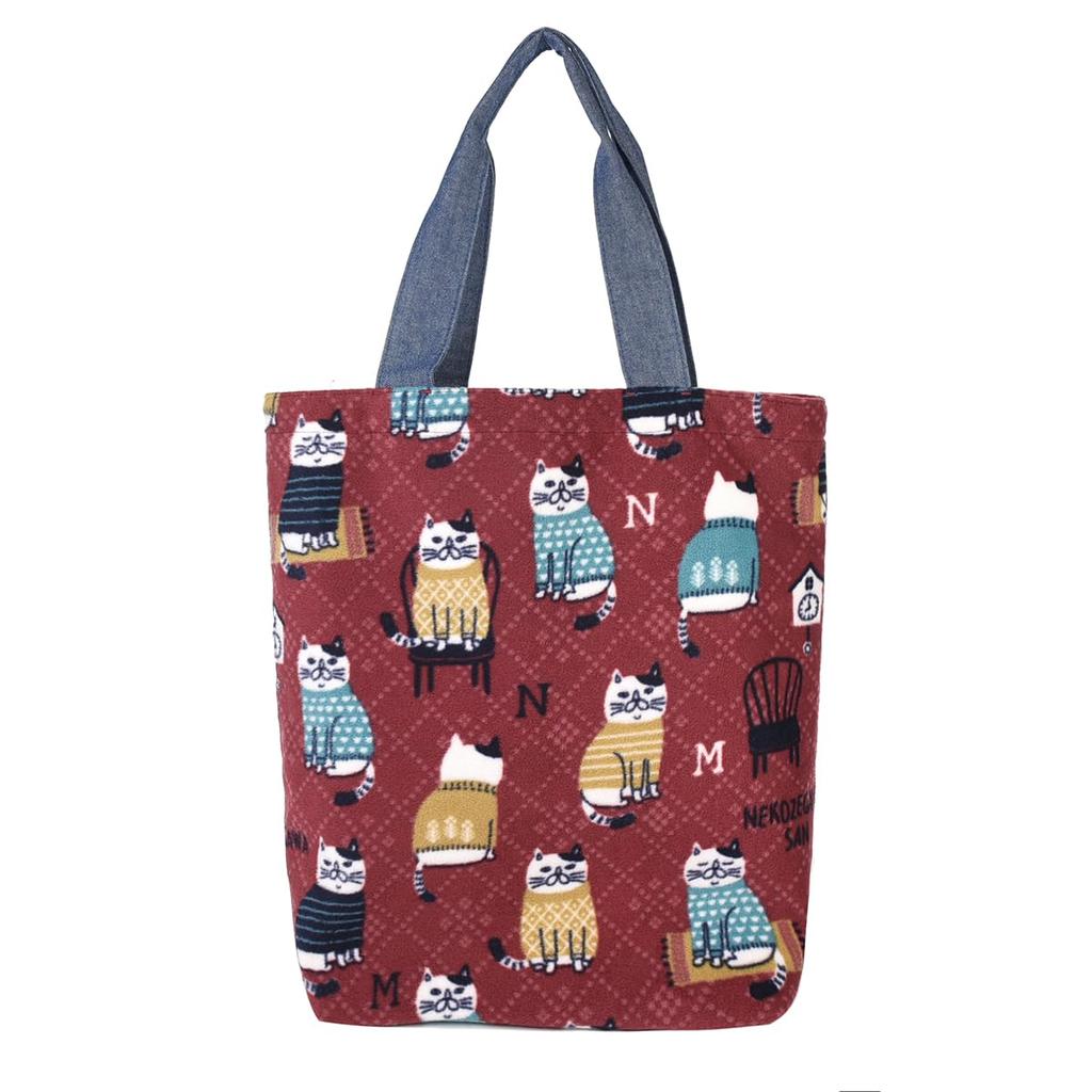 Kusguru Japan Women's Fleece Tote Bag, 247627, Red