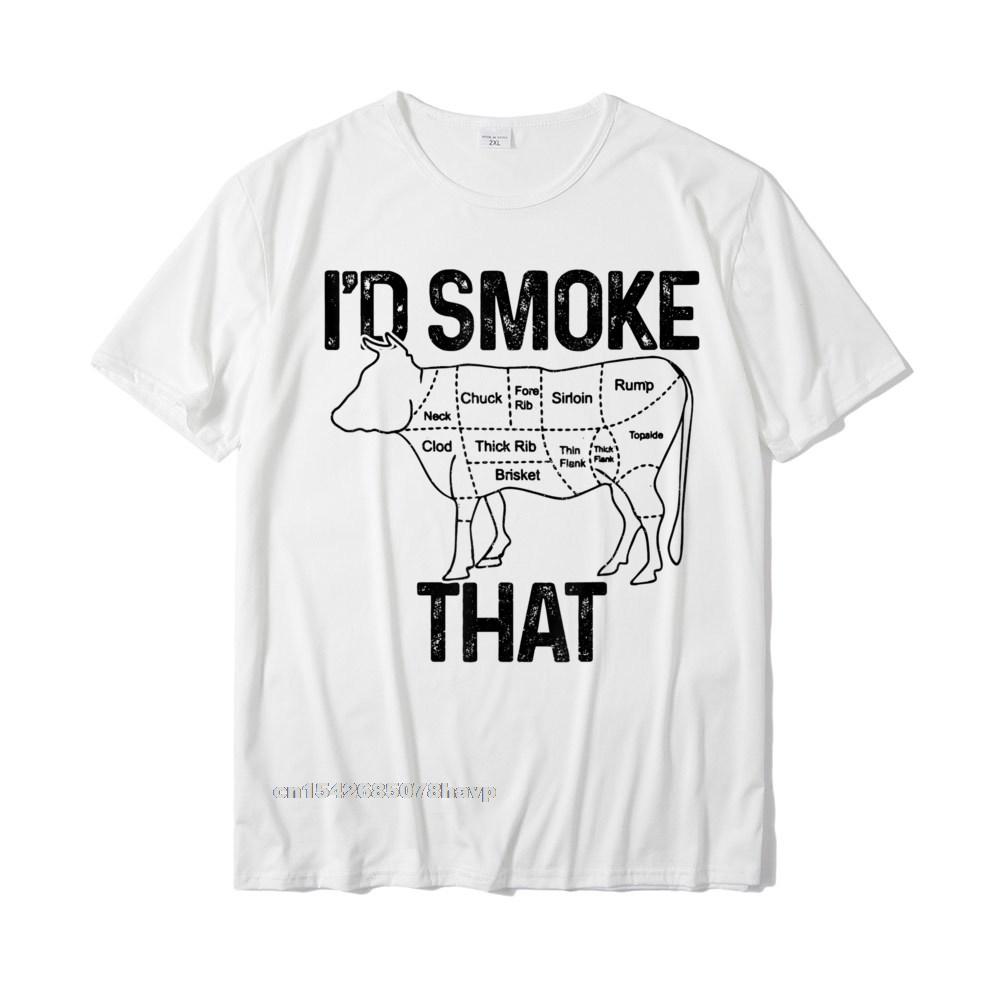 Unisexs Chef Butcher Cook BBQ Id Smoke That Cow Beef Funny Gift TShirt Unisexs Hot Sale Gift Tops T Shirt Cotton Tshirts Family
