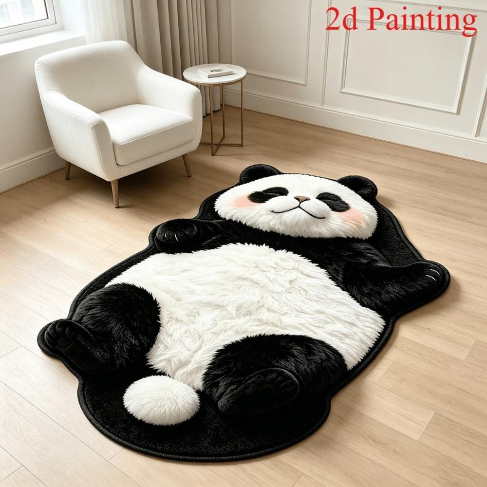 Cute Cartoon Irregular Cashmere-Like Floor Mat, Water Absorbent Anti-Slip Rug for Bathroom Bedroom Home Decor