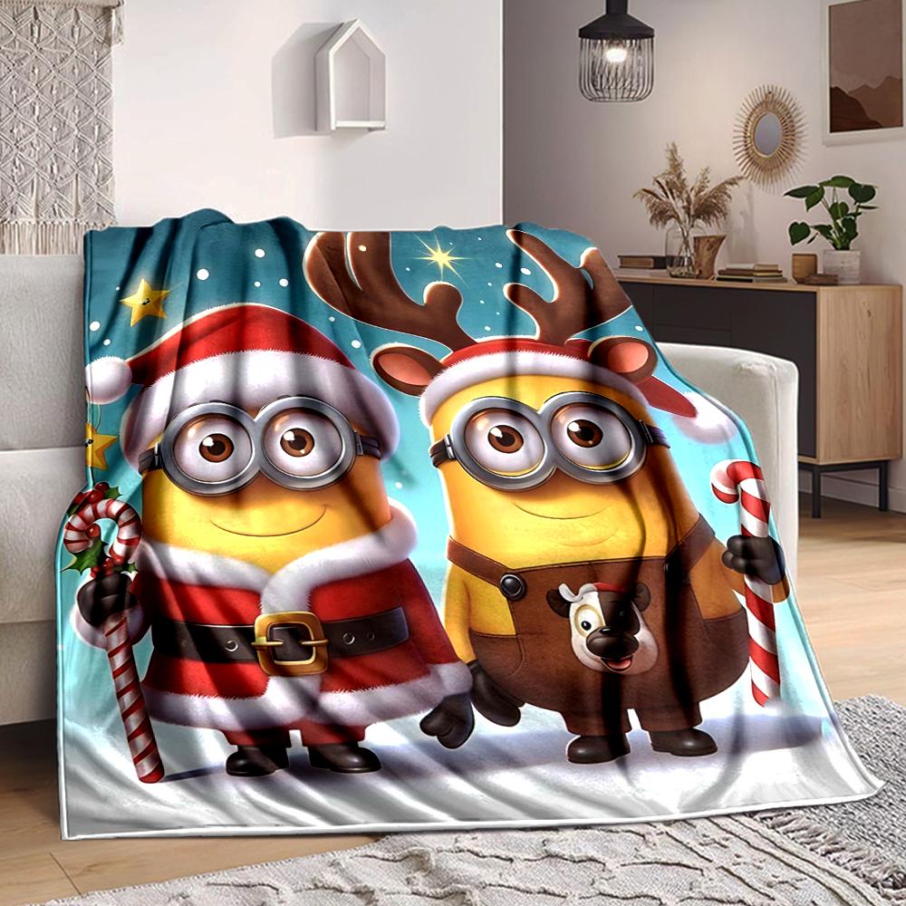 1Pc Christmas Minions Costumes Blanket Soft And Comfortable Casual Warm Camping Travel Christmas Halloween Gift M91756