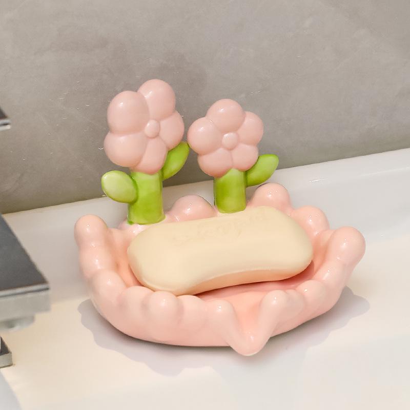 Tulip Ornament No-Punch Drain Soap Dish - High-End Bathroom Holder