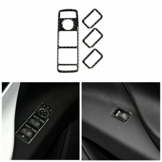 4pcs Real Carbon Fiber Car Window Lift Switch Panel Sticker For Tesla Model X LB