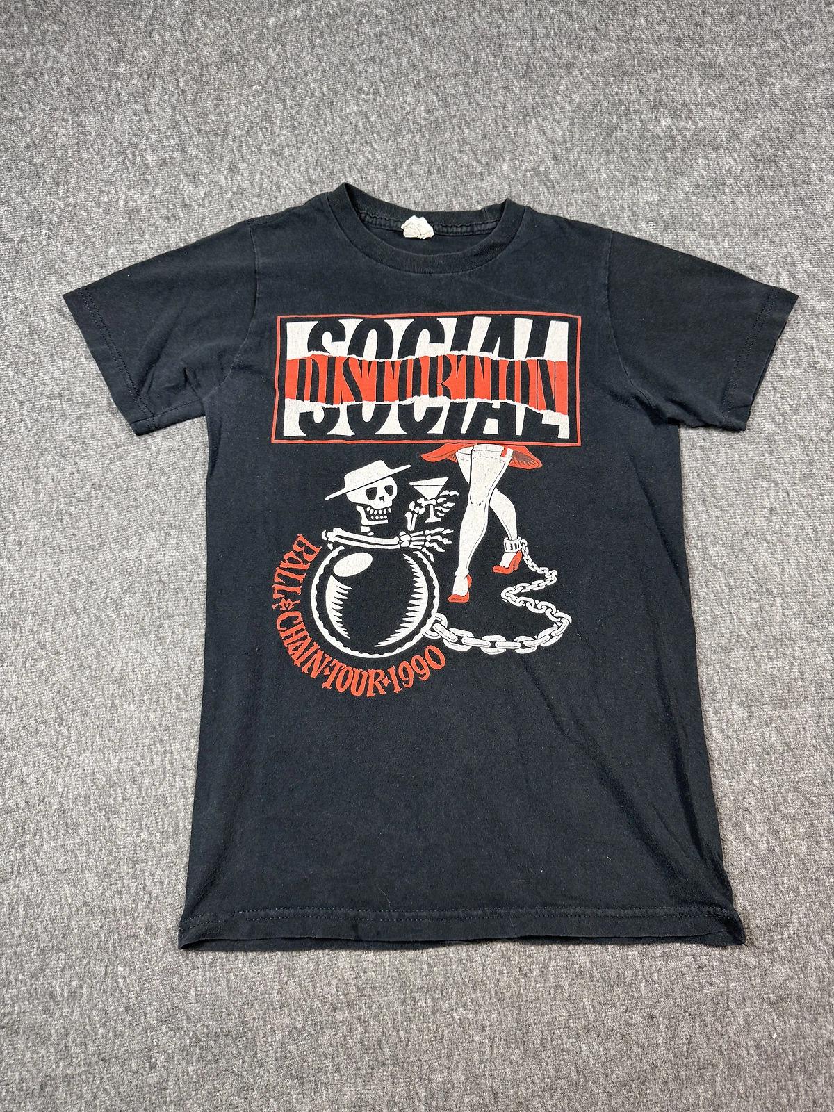 

Футболка Social Distortion Женская Размер Черный XS Ball and Chain Тур 1990 Винтажная 4XL