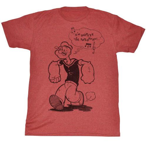 Popeye Sailor Man Red Heather Adult T-Shirt Unisex T-Shirt M