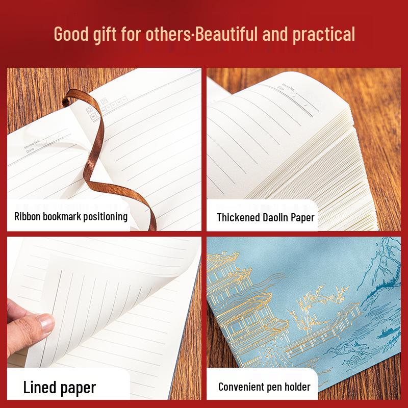 A5 Leather Chinese Style Notebook Gift Set for Business and Office.