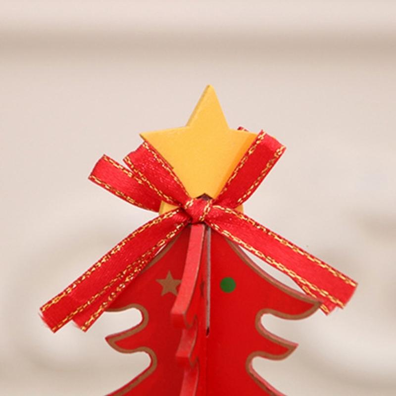 Natural Wood Christmas Tree Rotating Musical Decoration with Figurines Ornaments Holiday Party Centerpieces Music Box