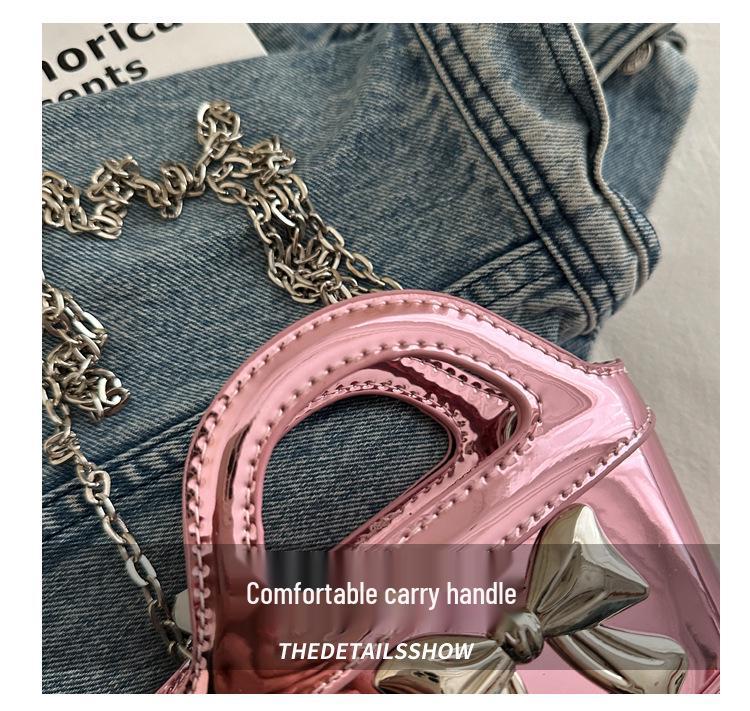 2024 Shiny Patent Leather Mini Basket Crossbody Bag with Laser Chain for Kids and Women