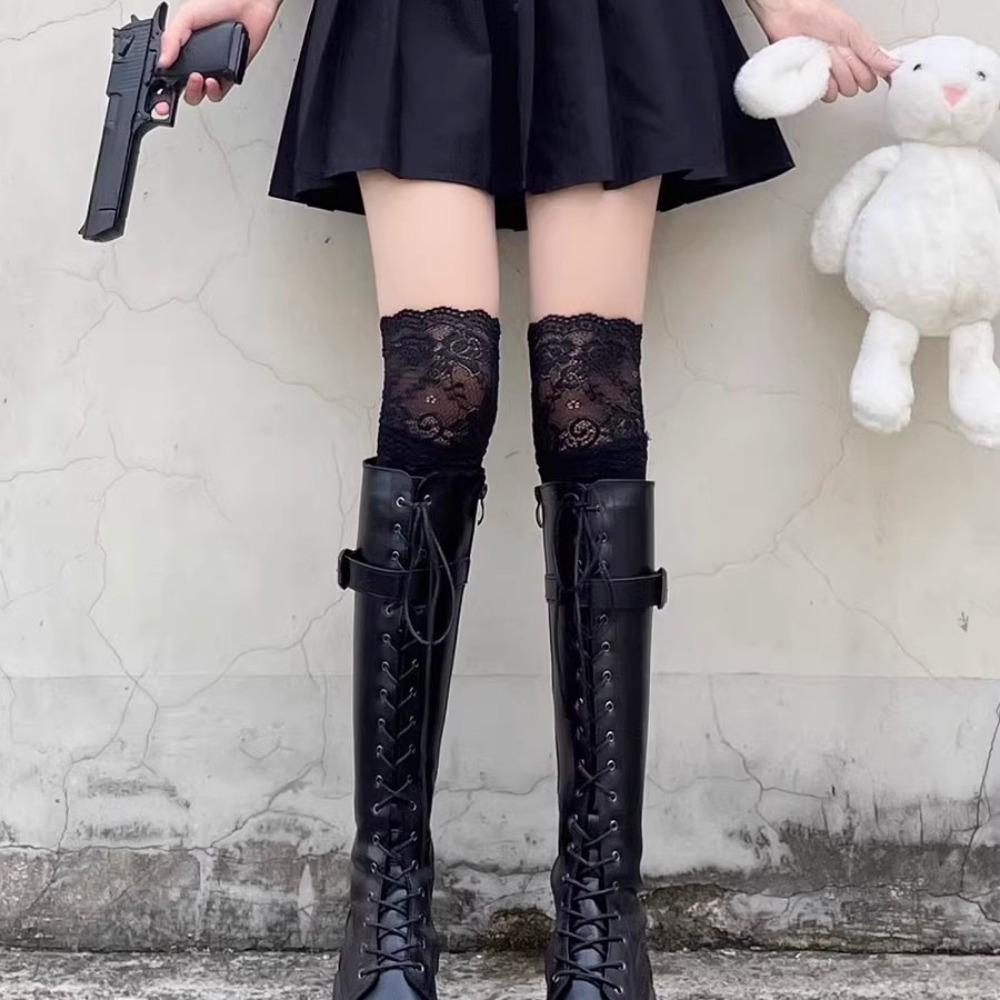 JK Stockings Women Spring and Autumn White Calf Socks Ins Tide Internet Celebrity Japanese Lolita Cute Lace Knee Socks