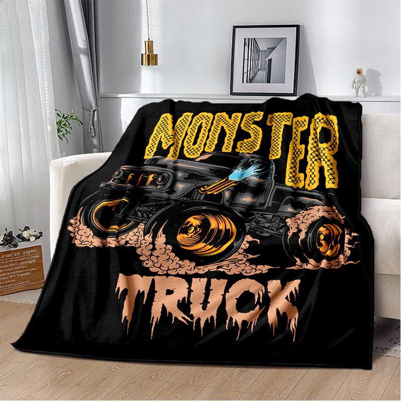 3D Monster Jam Monster Truck Cartoon Blanket,Soft Throw Blanket for Home Bedroom Bed Sofa Picnic Travel Office Cover Blanket Kid