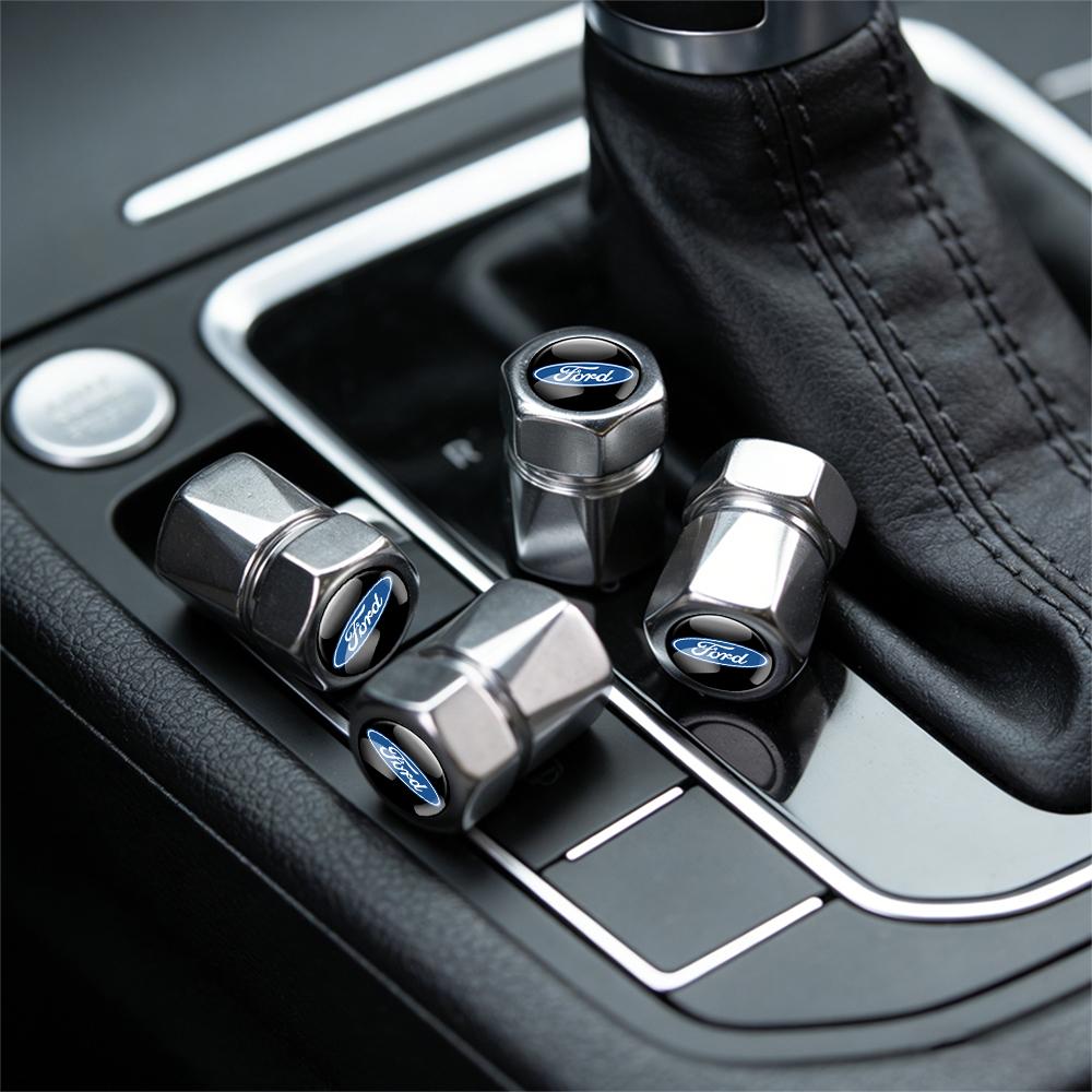 4PCS Car Aluminum Metal Wheel Tire Valve Dust Caps Cover Car Styling For Ford Kuga Transit Ecosport Focus Ranger Mustang Fusion
