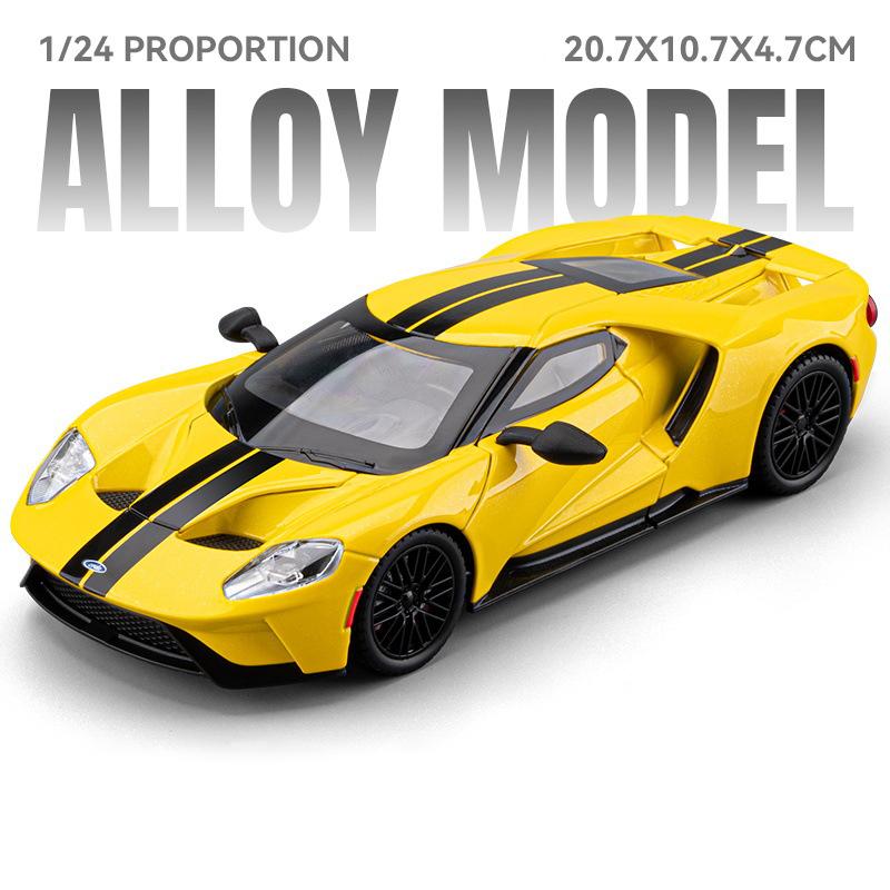 1/24 Ford GT Alloy Super Sports Car Model Diecasts Metal Racing Vehicles Car Model High Simulation Sound and Light Kids Toy Gift