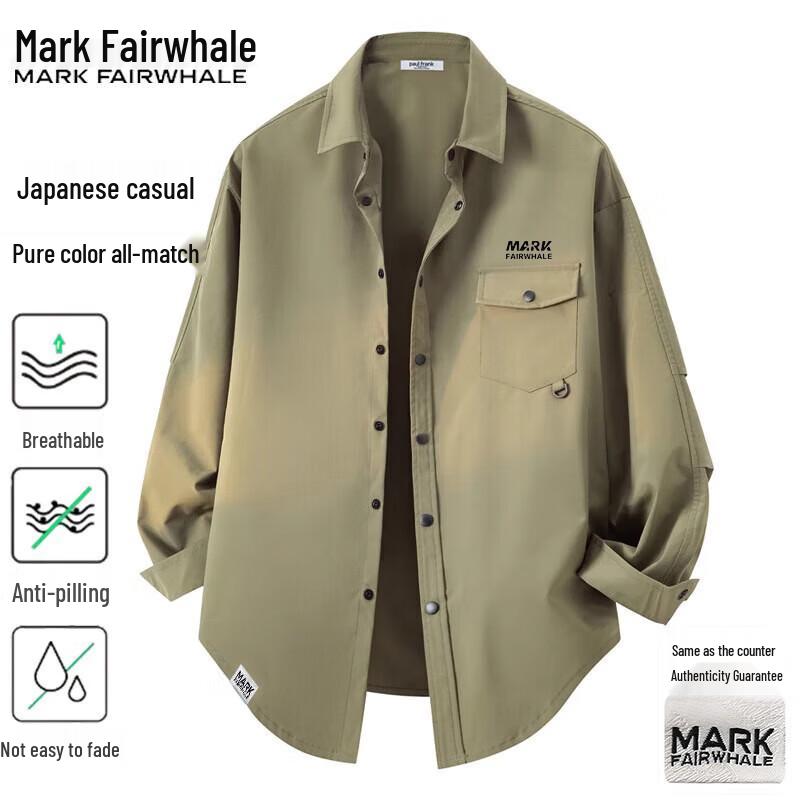 Mark Fairwhale Men's Loose-Fit Outdoor Casual Long Sleeve Shirt Jacket