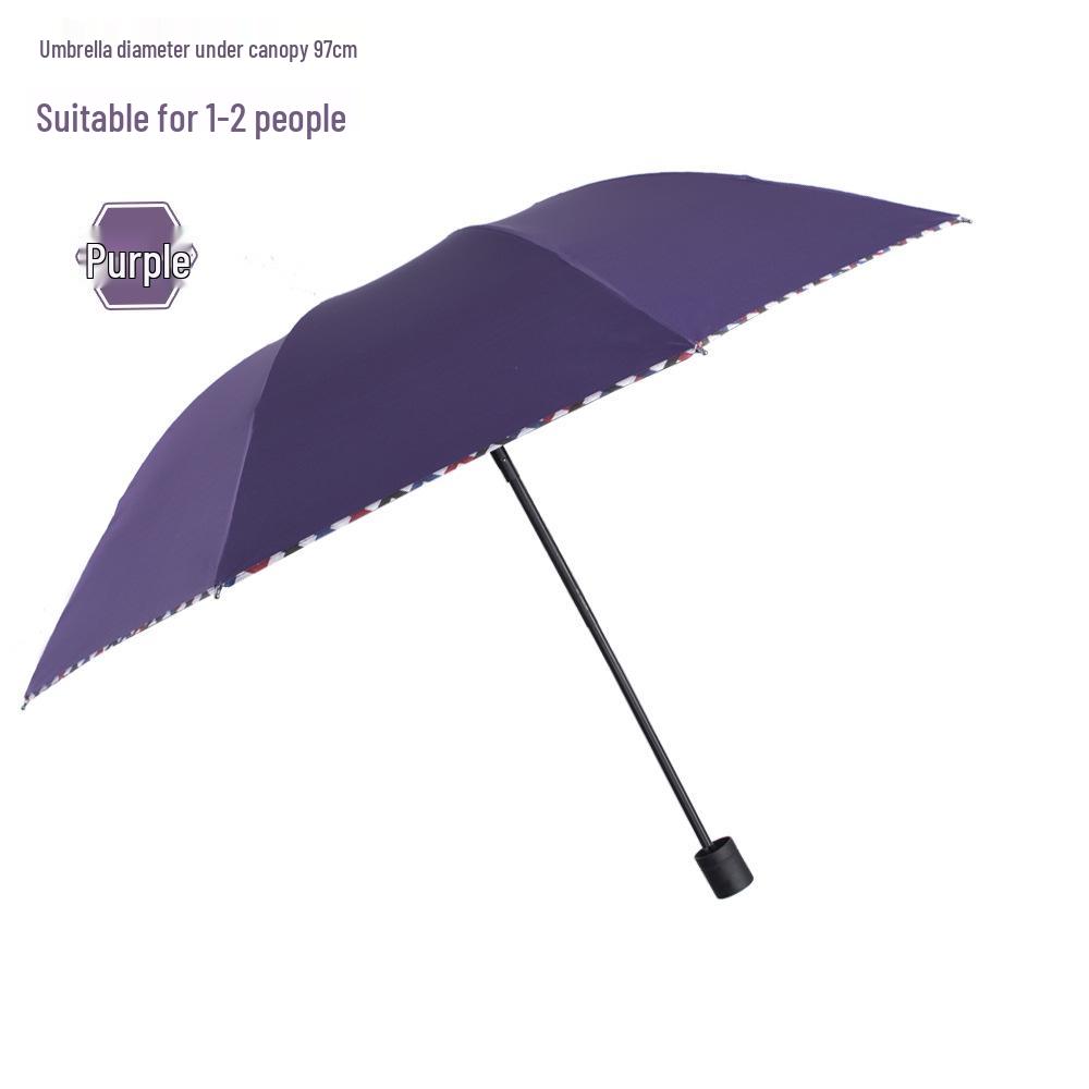 Extra Large 12-Rib Black Folding Umbrella - Heavy-Duty Three-Person Sun and Rain Protection with Custom Logo