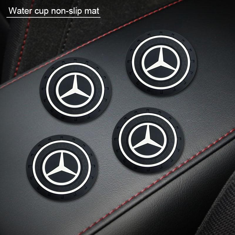 2Pcs Car Anti Slip Coaster Anti-noise Water Cup Pad Cushion Car Accessories For Mercedes Benz GLE63 CLS63 GLC63 W204 W205 C63 W212 W213 E63 W222