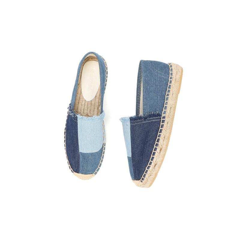 LUXSOLE Espadrilles Women's Shoes Luxury Denim PATCHWORK Flat Platform Stylish and Trendy Footwear for Fashion-Forward Females