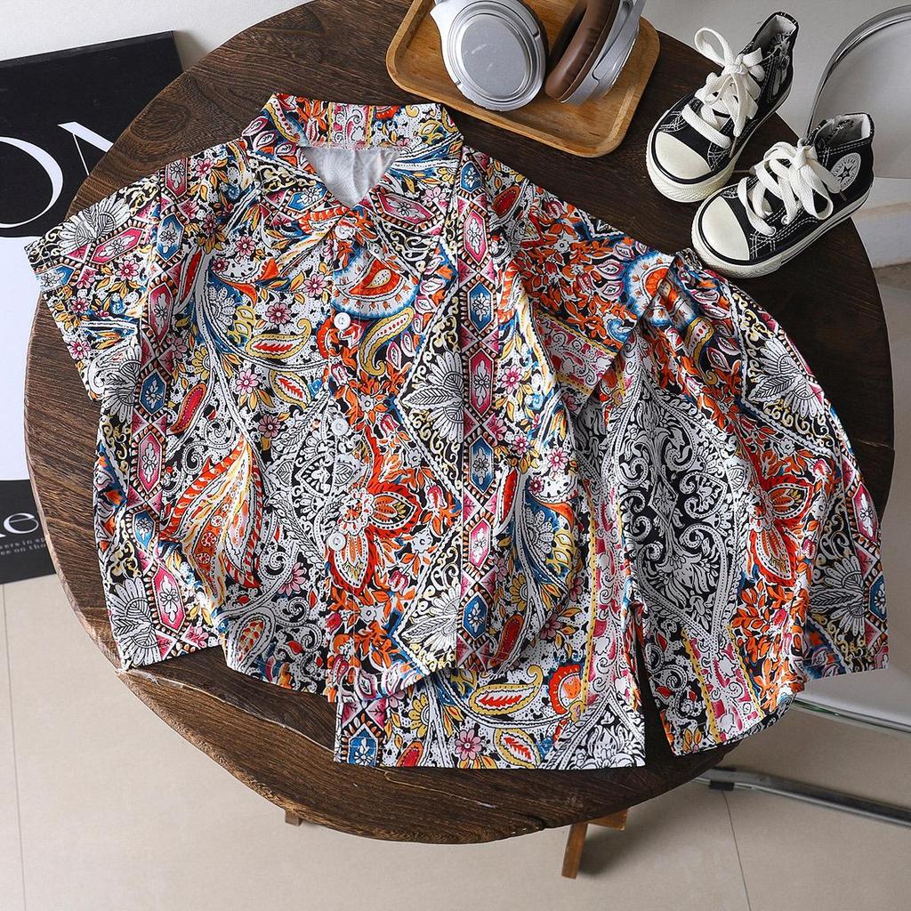 Trendy Summer Beach Short Sleeve Set for Kids – Handsome Two-Piece Outfit