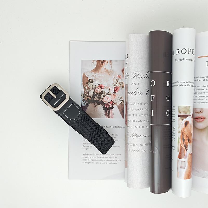 

Classic Woven Belt For Women And Men Soft Pu Material Available In Black Coffee Khaki чёрный