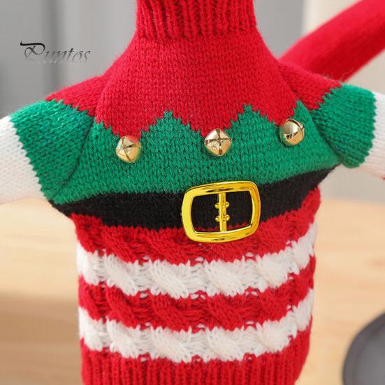 Weihnachts-Weinflaschenhülle, gestrickter Weihnachtsflaschenpullover mit Weihnachtsmannmütze für Wein, Champagner und Bierflaschen, Weihnachtsfeier-Dekoration