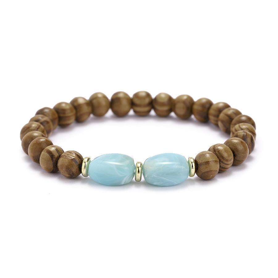 

New Fashion Women Bracelet Premium Selected Natural Wood Lightweight Comfortable 6 Colors Options Beach Casual Accessories Joias 17-18cm синій