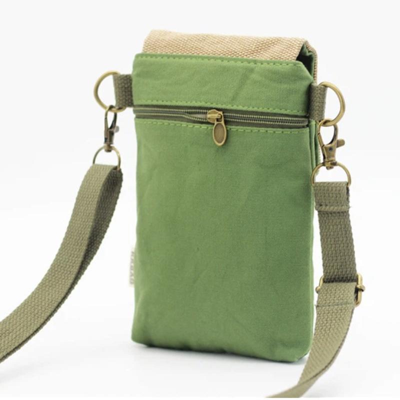 Women's Canvas Crossbody Phone Bag Color Block Triple Layer for Stylish Mobility